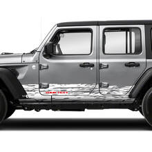 Par Jeep Wrangler Unlimited Doors Rocker Panel Stripes Mud Splash Side Stripe Vinilo adhesivo calcomanía 2 colores
 2
