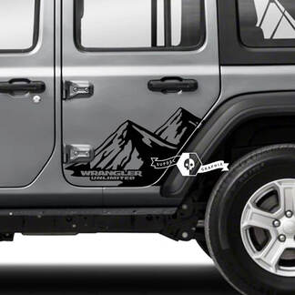 2x Jeep Wrangler Unlimited Doors Fender Mountains Side Stripe 4 colores calcomanía de vinilo
