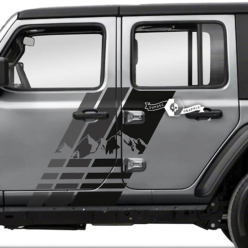 Par Jeep Wrangler Unlimited Doors Mountains Side Stripe Vinilo adhesivo calcomanía 3 colores
