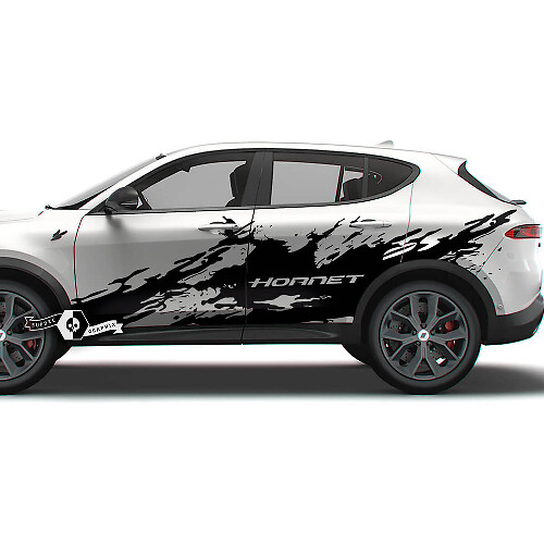 Par de pegatinas de vinilo para puertas Dodge Hornet con rayas laterales y envoltura de salpicaduras
