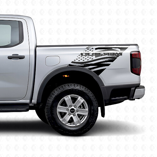 Vinilos Adhesivos Personalizados con Bandera EEUU Envejecida para Lateral Trasero de Musclecar Ranger