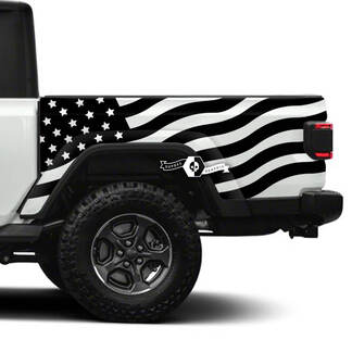 Calcomanías de vinilo laterales de cama con bandera de EE. UU. para Jeep Gladiator
