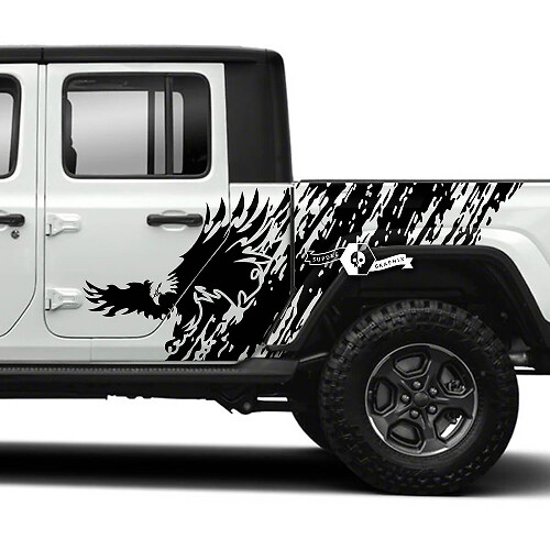 Calcomanías de vinilo para puerta lateral de caja Bald Eagle Splash para Jeep Gladiator