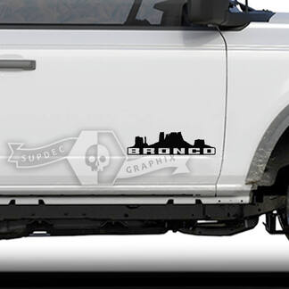 Par de pegatinas de vinilo laterales para puertas Ford Bronco Monument Valley Badlands
