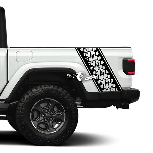 Par Jeep Gladiator Rubicon Bed Side Fender Tire Tracks Mud 4x4 Off-Road Racing Stripe Kit Esquema
