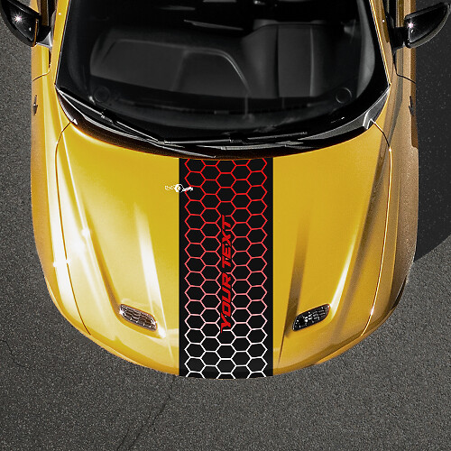 Adhesivo de vinilo con texto personalizado y degradado estilo panal para capó para Dodge Hornet