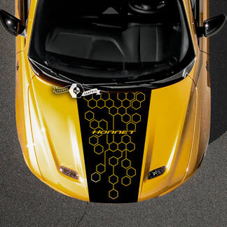 Calcomanías de vinilo con logotipo de panal envolvente a rayas para capó de Dodge Hornet
