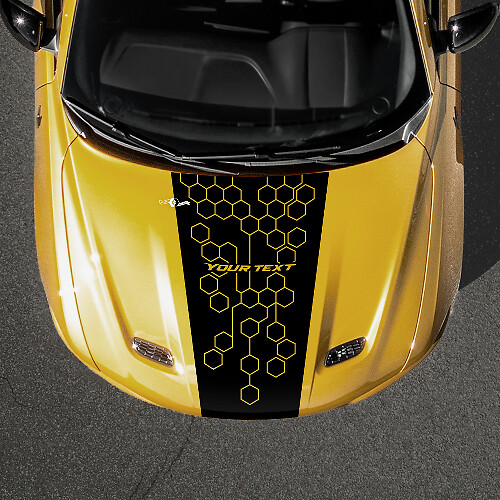 Pegatina de vinilo personalizada con texto en diseño panal para capó de Dodge Hornet