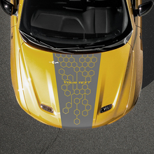 Pegatina de vinilo personalizada con texto en diseño panal para capó de Dodge Hornet_3
