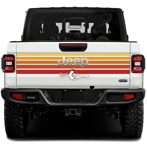 Kit de calcomanías de vinilo con franjas retro vintage para portón trasero de Jeep Gladiator