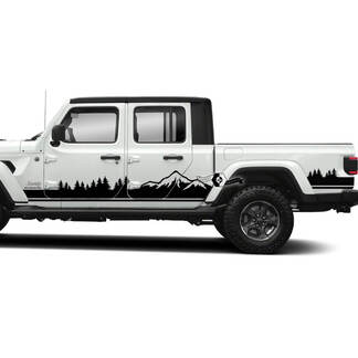2 Jeep Gladiator Rocker Panel Montaña Bosque Lado Vinilo Calcomanías Gráficos Etiqueta
