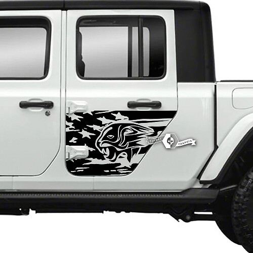 Par de pegatinas de tigre con bandera de EE. UU. Para puerta lateral de Jeep Gladiator, calcomanías con gráficos de vinilo a rayas
