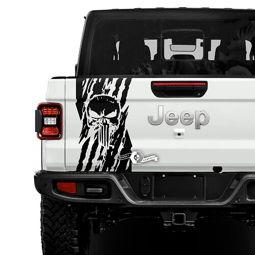 Jeep Gladiator USA Flag Destroyed Punisher Pegatinas Calcomanías Vinilo Gráficos Portón Trasero Cama Vinilo Pegatinas Calcomanías
