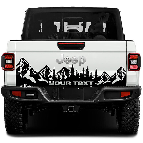 Jeep Gladiator Wrap Bosque Montañas Pegatinas Calcomanías Vinilo Gráficos Portón Trasero Cama Vinilo Pegatinas Calcomanías
