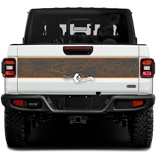 Jeep Gladiator Wrap Pegatinas Calcomanías Gráficos de vinilo Mapa topográfico Puerta trasera Ajuste de la cama Pegatinas de vinilo Calcomanías 2 colores
