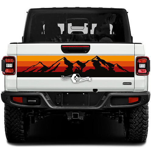 Pegatinas de vinilo con gráficos de estilo vintage Mountains para la compuerta trasera de Jeep Gladiator