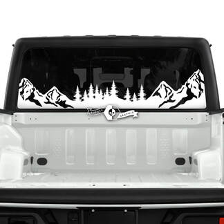 Jeep Gladiator ventana trasera montañas bosque calcomanías vinilo gráficos raya
