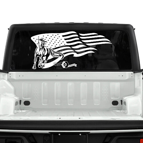 Jeep Gladiator ventana trasera bandera EE. UU. pegatinas de caballo calcomanías gráficos de vinilo raya
