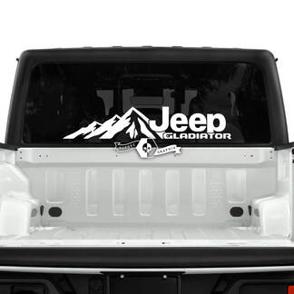 Jeep Gladiator ventana trasera bosque montañas calcomanías gráficos de vinilo
