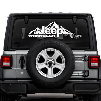Jeep Wrangler Unlimited Ventana trasera Montañas Calcomanías Gráficos de vinilo

