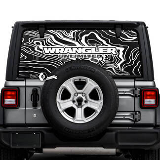 Jeep Wrangler Unlimited Ventana trasera Montañas Calcomanías Gráficos de vinilo
