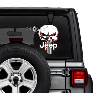 Jeep Wrangler Unlimited ventana trasera Punisher Shadow calcomanías gráficos de vinilo 2 colores
