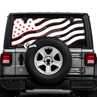 Jeep Wrangler Unlimited Bandera de ventana trasera EE. UU. Calcomanías de sombra Gráficos de vinilo 2 colores
