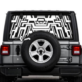 Jeep Wrangler Unlimited Ventana trasera Geometría Logo Calcomanías Gráficos de vinilo
