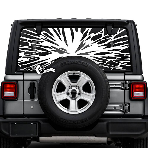 Jeep Wrangler Unlimited Ventana trasera Web Logo Pegatinas Calcomanías Gráficos de vinilo
