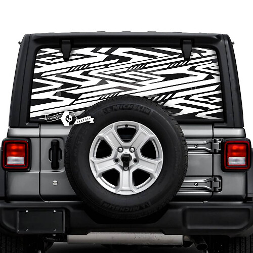 Jeep Wrangler Unlimited Ventana trasera Geometría Línea Logo Pegatinas Calcomanías Gráficos de vinilo
