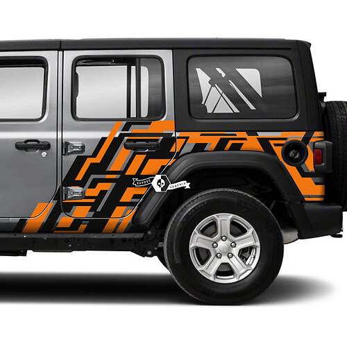 Par de Jeep Wrangler Unlimited Puertas laterales Splash Geometry Pegatinas Calcomanías Vinilo Gráficos Raya
