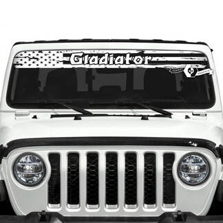 Jeep Gladiator Parabrisas Bandera de EE. UU. Logotipo destruido Calcomanías Gráficos de vinilo
