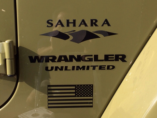 Jeep Mountain USA Bandera Sahara Wrangler Unlimited CJ TJ YJ JK XJ Todos los colores calcomanía