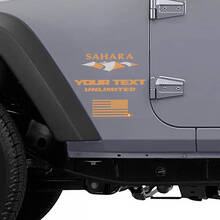 Vinilo lateral de Dunas del Sahara y Bandera de EE.UU. para Jeep Wrangler Unlimited_2