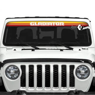 Jeep Gladiator Parabrisas Logo SunSet Retro Colores Calcomanías Vinilo Gráficos Degradado
