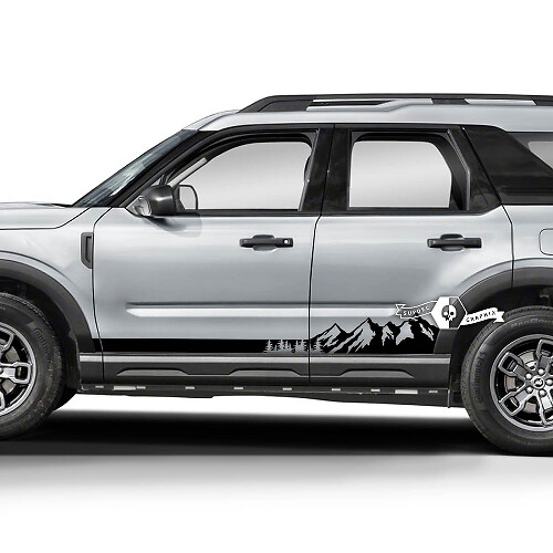 2x Ford Bronco Mountains Forest Rocker Panel Logotipo lateral Línea Calcomanías Pegatinas
