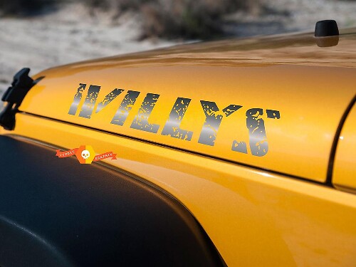 Juego de calcomanías de vinilo para capó envejecido Willys para Jeep Wrangler