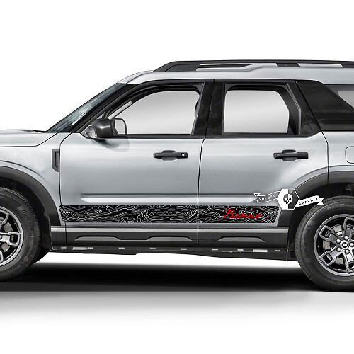 2x Ford Bronco Puertas Rocker Panel Mapa Topográfico Calcomanías Pegatinas 2 Colores
