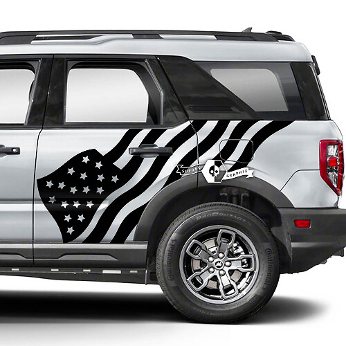 2x Ford Bronco Doors Fender USA Flag Calcomanías laterales pegatinas
