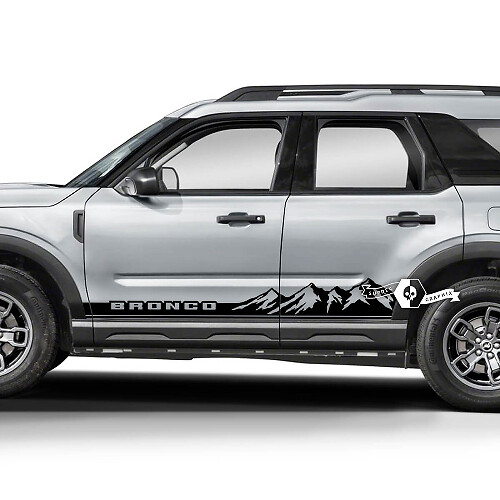 2x Ford Bronco Mountains Forest Rocker Panel Logotipo lateral Calcomanías Pegatinas
