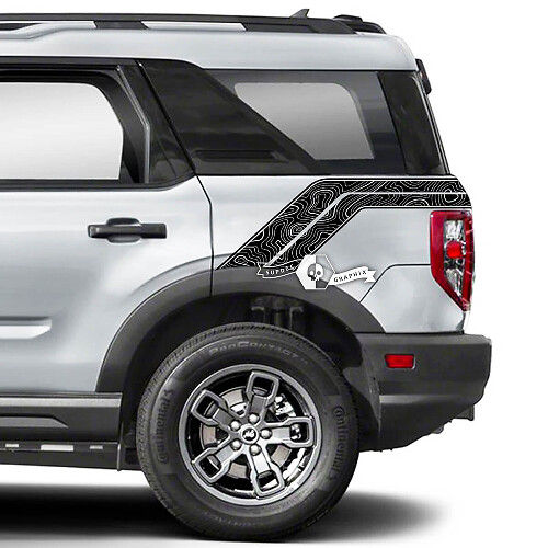 2x Ford Bronco Fender Mapa Topográfico Calcomanías Laterales Pegatinas
