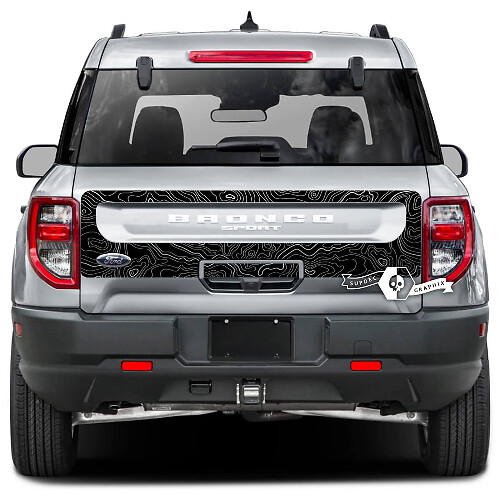 Ford Bronco portón trasero cama mapa topográfico Splash Wrap calcomanías pegatinas
