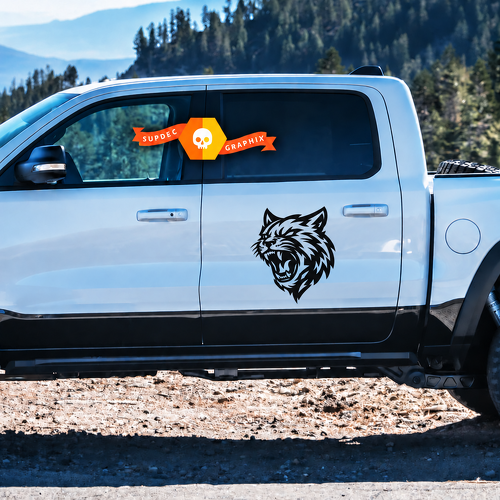 Kit de Adhesivos Laterales Personalizados con Gráfico de Cabeza de Gato para Dodge Ram 1500 TRX