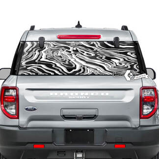 Calcomanías gráficas de rayas de barro con logotipo de montañas para ventana trasera de Ford Bronco
