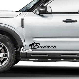 Par de pegatinas de vinilo con logotipo de Bronco lateral para puertas de Ford Bronco

