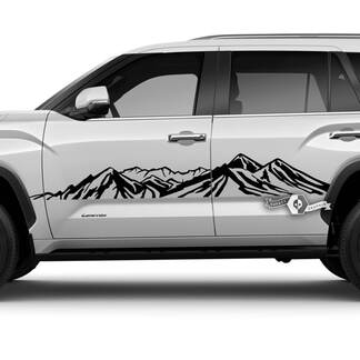 Par Toyota Sequoia puertas guardabarros trasero gráficos montañas pegatinas de vinilo calcomanía compatible con Toyota Sequoia
