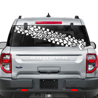 Calcomanías gráficas de rayas destruidas con bandera de EE. UU. para ventana trasera de Ford Bronco
