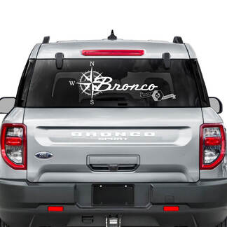 Calcomanías gráficas con el logotipo de la brújula de la ventana trasera de Ford Bronco
