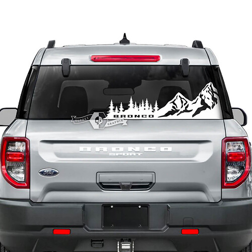 Ford Bronco ventana trasera bosque montaña rayas gráficos pegatinas calcomanías
