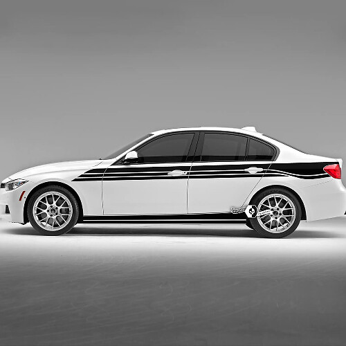 Par BMW Puertas Alineaciones Rayas Laterales Rally Motorsport Trim Vinilo Calcomanía Etiqueta F30 G20
